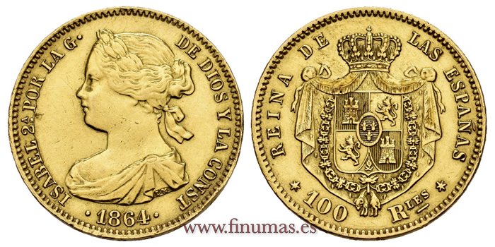 Cy16481.-ISABEL II - 100 Reales 1864 Madrid  - EBC