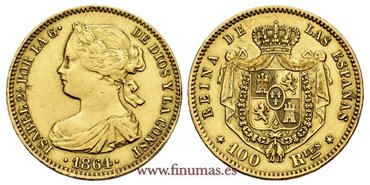 Cy16481.-ISABEL II - 100 Reales 1864 Madrid  - EBC