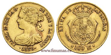 Cy16462.-ISABEL II - 100 Reales 1859 Barcelona - MBC+