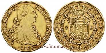 Cy13700.3.- CARLOS IV  8 Escudos 1800 Mexico F.M. MBC  Oro