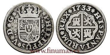 Cy07950.-FELIPE V - 1 Real 1733 Sevilla P.A.-MBC.
