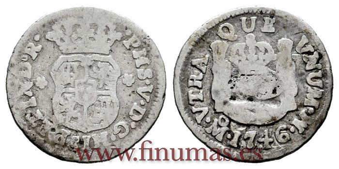 Cy08036.-FELIPE V - 1/2 Real 1746/45 Mexico M.- BC-.