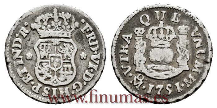 Cy09487.-FERNANDO VI - 1/2 Real 1751 Mexico M.-MBC-.