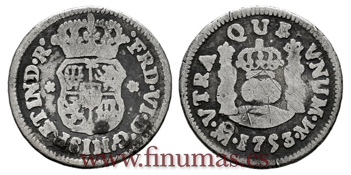 Cy09500.-FERNANDO VI - 1/2 Real 1753 Mexico M.- BC.