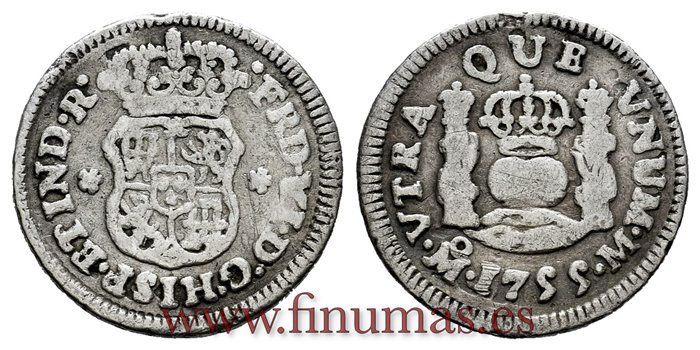 Cy09515.-FERNANDO VI - 1/2 Real 1755 Mexico M.- BC.