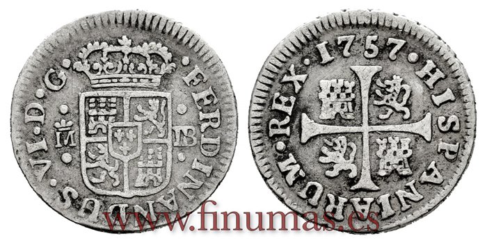 Cy09528.-FERNANDO VI - 1/2 Real 1757 Madrid J.B.-MBC-.