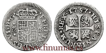 Cy09528.-FERNANDO VI - 1/2 Real 1757 Madrid J.B.-MBC-.