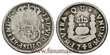 Cy09571.-FERNANDO VI - 1 Real 1748 Mexico M.- BC.
