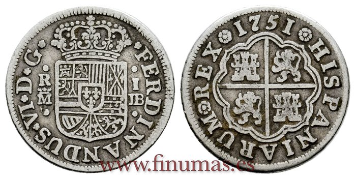 Cy09590.-FERNANDO VI - 1 Real 1751 Madrid J.B.-MBC.
