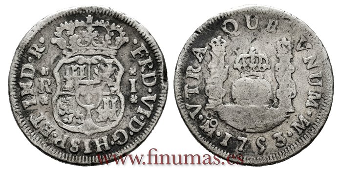 Cy09605.-FERNANDO VI - 1 Real 1753 Mexico M.- BC+.