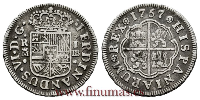 Cy09633.-FERNANDO VI - 1 Real 1757 Madrid J.B.-MBC+.