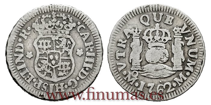 Cy10301.-CARLOS III - 1/2 Real 1762 Mexico M.- BC+.