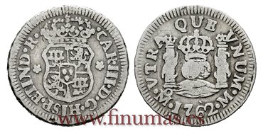 Cy10301.-CARLOS III - 1/2 Real 1762 Mexico M.- BC+.
