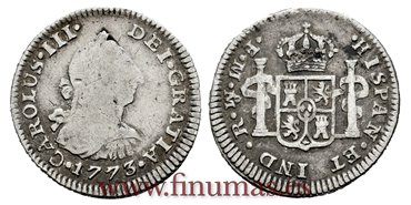 Cy10370.-CARLOS III - 1/2 Real 1773 Mexico F.M.-BC+.