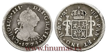 Cy10379.-CARLOS III - 1/2 Real 1774 Mexico F.M.- BC.