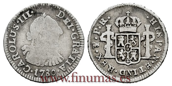 Cy10424.-CARLOS III - 1/2 Real 1780 Potosi P.R.-BC.