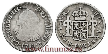 Cy10424.-CARLOS III - 1/2 Real 1780 Potosi P.R.-BC.