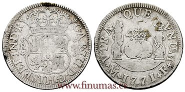 Cy10770.-CARLOS III - 2 Reales 1771 Mexico F.-BC.