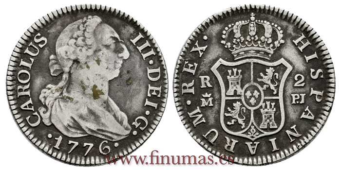 Cy10808.-CARLOS III - 2 Reales 1776 Madrid P.J.-MBC-.