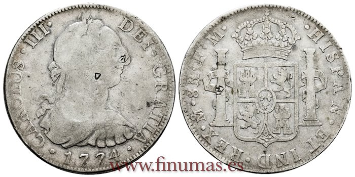 Cy11240.-CARLOS III - 8 Reales 1774 Mexico F.M.- BC.