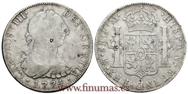 Cy11240.-CARLOS III - 8 Reales 1774 Mexico F.M.- BC.