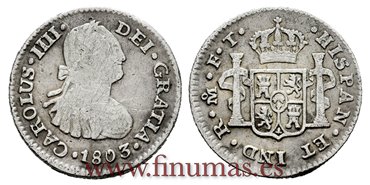 Cy12501-1.-CARLOS IV - 1/2 Reales 1803 Mexico F.T.-MBC.