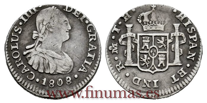 Cy12543.-CARLOS IV - 1/2 Reales 1808 Mexico T.H.-MBC.
