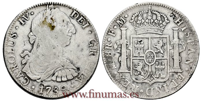 Cy13012.-CARLOS IV - 8 Reales 1789 Mexico F.M.-MBC-.