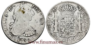 Cy13012.-CARLOS IV - 8 Reales 1789 Mexico F.M.-MBC-.