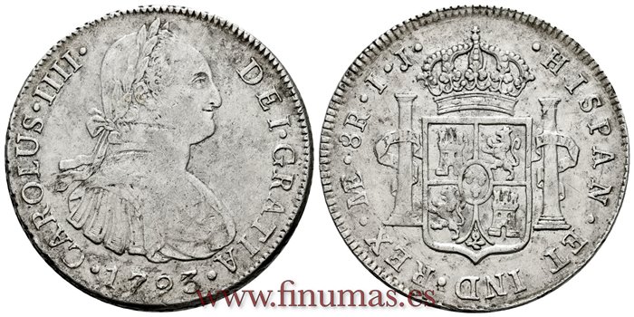 Cy13043-2.-CARLOS IV - 8 Reales 1793 Lima I.J.-MBC+.