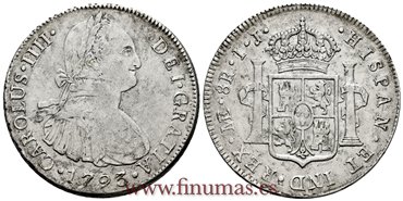 Cy13043-2.-CARLOS IV - 8 Reales 1793 Lima I.J.-MBC+.