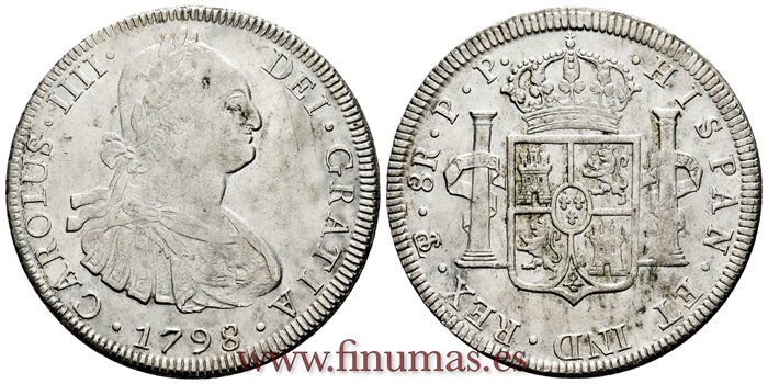 Cy13084.-CARLOS IV - 8 Reales 1798 Potosi P.P.- EBC.