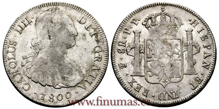 Cy13096.-CARLOS IV - 8 Reales 1800 Potosi P.P.- EBC+.