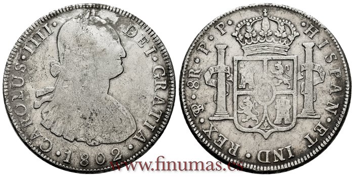 Cy13113.-CARLOS IV - 8 Reales 1802 Potosi P.P.- MBC-.