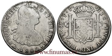 Cy13113.-CARLOS IV - 8 Reales 1802 Potosi P.P.- MBC-.