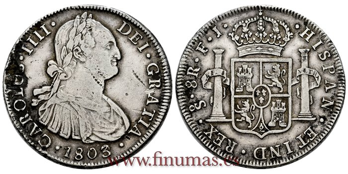 Cy13124.-CARLOS IV - 8 Reales 1803/02 Santiago F.J.- MBC.