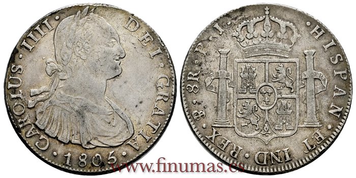 Cy13140.-CARLOS IV - 8 Reales 1805 Potosi P.J.- EBC.