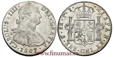 Cy13150.-CARLOS IV - 8 Reales 1807 Potosi P.J.- SC.