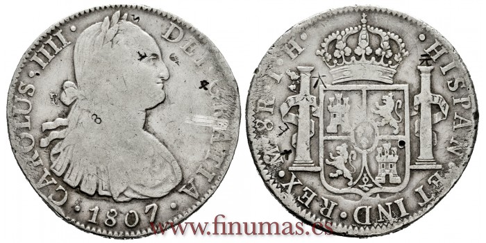 Cy13149.-CARLOS IV - 8 Reales 1807 Mexico T.H.- MBC-.