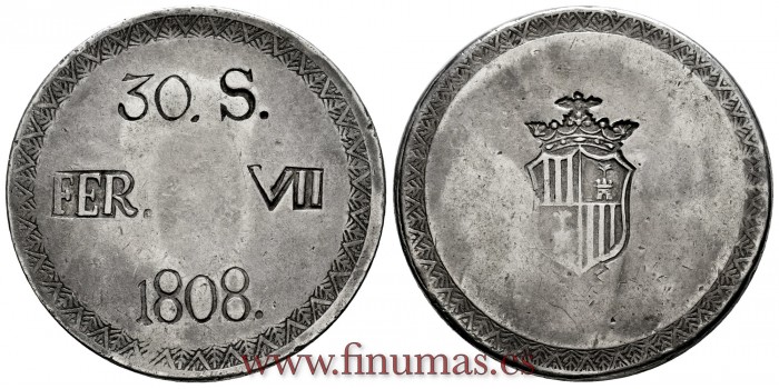 Cy14921.-FERNANDO VII - 30 Sous 1808 Palma de Mallorca.- EBC.