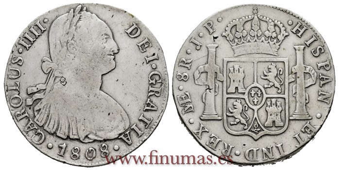 Cy13153.-CARLOS IV - 8 Reales 1808 Lima  J.P.-MBC/EBC-.