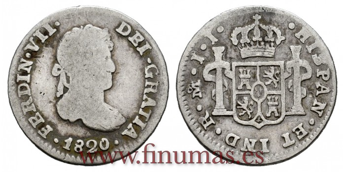 Cy14321.-FERNANDO VII - 1/2 Real 1820 Mexico J.J.- BC.