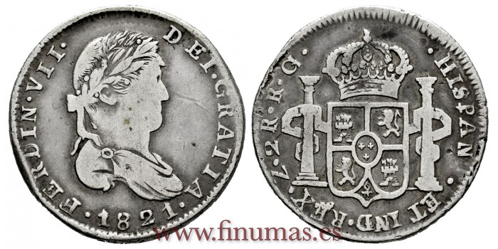Cy14725.-FERNANDO VII - 2 Reales 1820 Zacatecas R.G.- BC+.