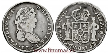 Cy14725.-FERNANDO VII - 2 Reales 1820 Zacatecas R.G.- BC+.