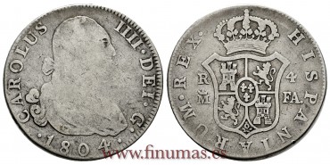 Cy12976.-CARLOS IV - 4 Reales 1804 Madrid F.A.- BC-.