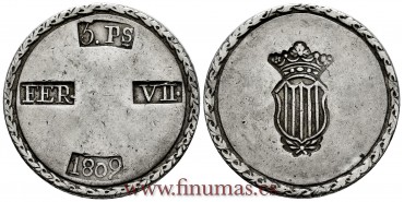 Cy14946.-FERNANDO VII - 5 Pesetas 1809 Tarragona.- EBC.