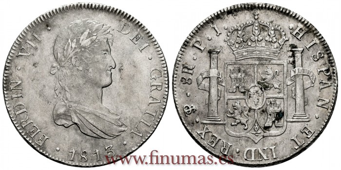 Cy15044.-FERNANDO VII - 8 Reales 1813 Santiago P.J.-EBC.