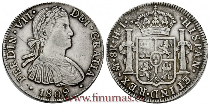 Cy14941.-FERNANDO VII - 8 Reales 1809 Mexico H.J.-EBC-.