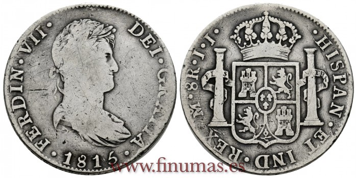 Cy15085-2.-FERNANDO VII - 8 Reales 1815 Mexico J.J- BC+-.
