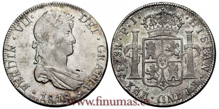 Cy15132-2.-FERNANDO VII - 8 Reales 1818 Potosi P.J.-EBC+.